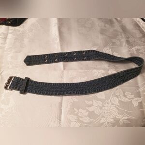 Vintage Women's Denim Vintage Belt, Blue, 38" with Goldtone Buckle